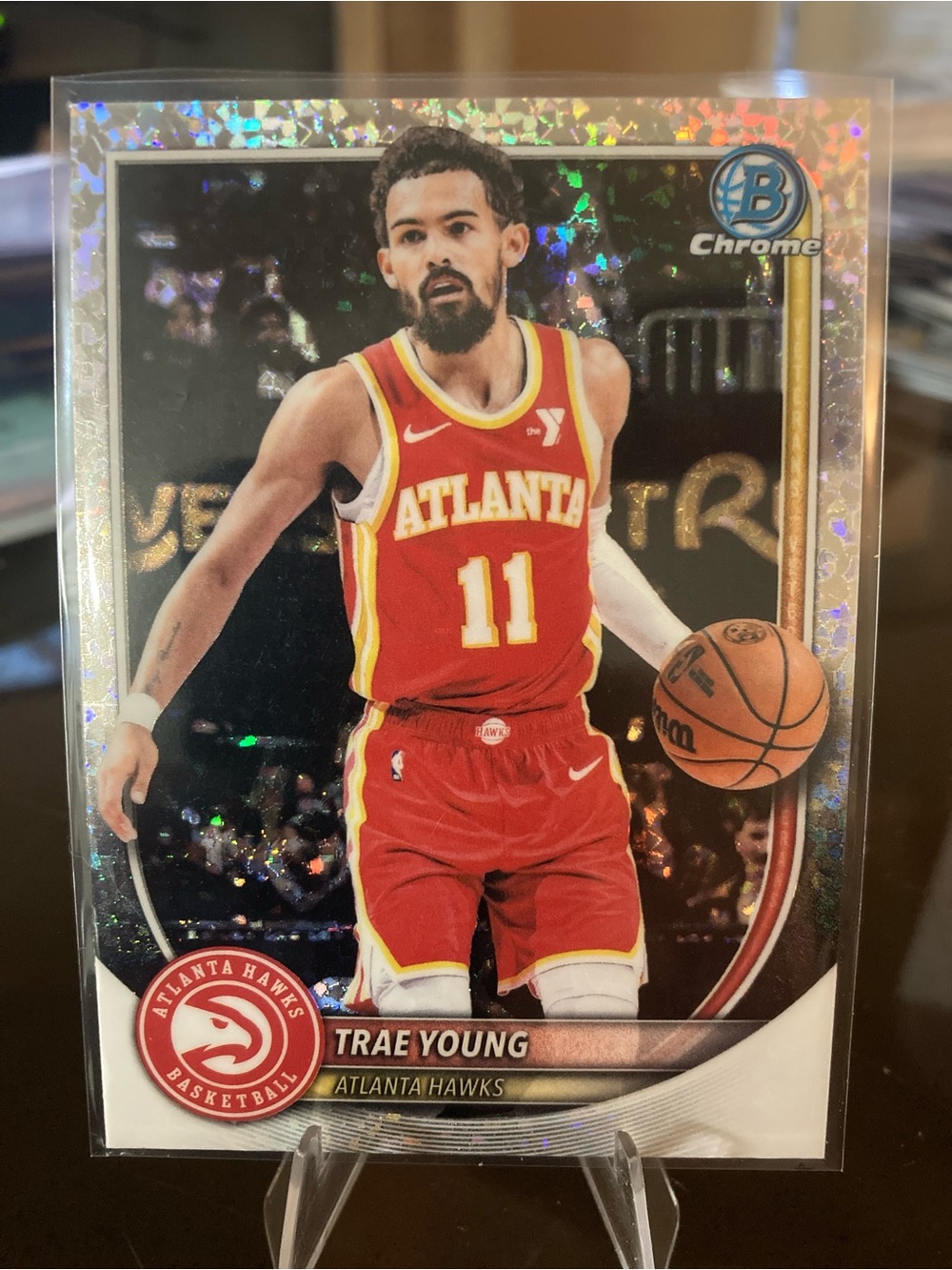 Trae Young Atlanta Hawks Chrome Basketball Card - Red